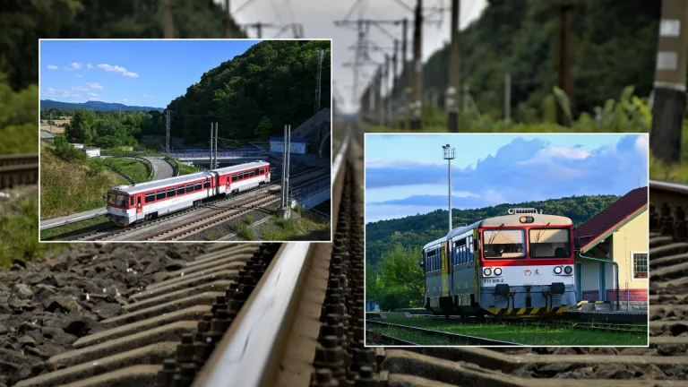 Na snímke motorový vlak 813-913 Železníc Slovenskej republiky, prezývaný bageta.