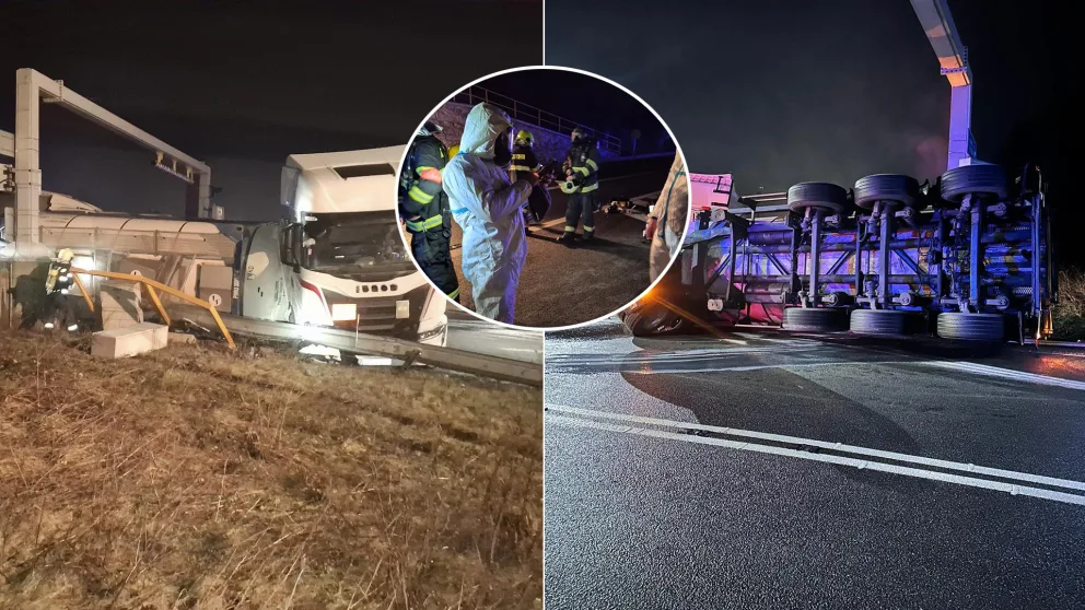 únik nebezpečnej látky pri Svrčinovci nehoda kamión