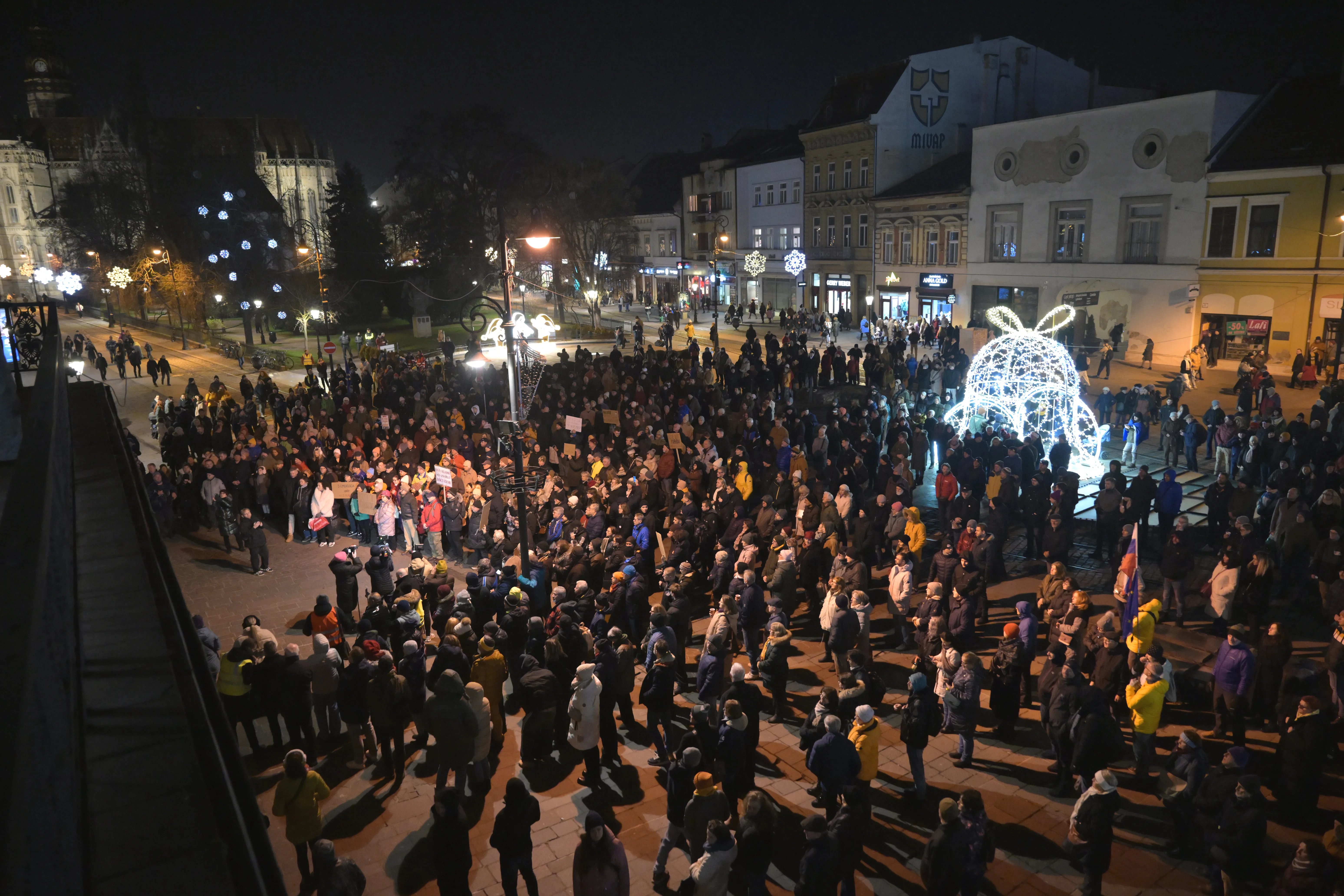 protest proti vláde v Košiciach 16. decembra 2025