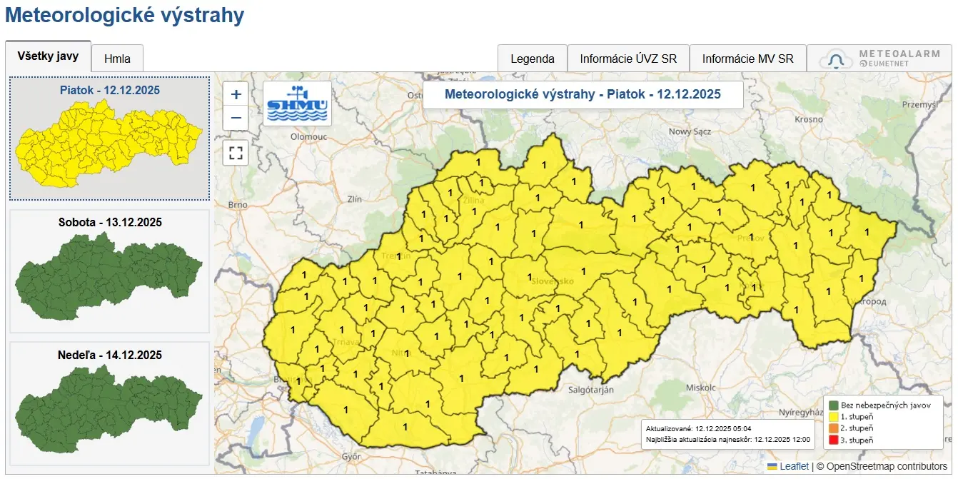 shmu vystraha mapa