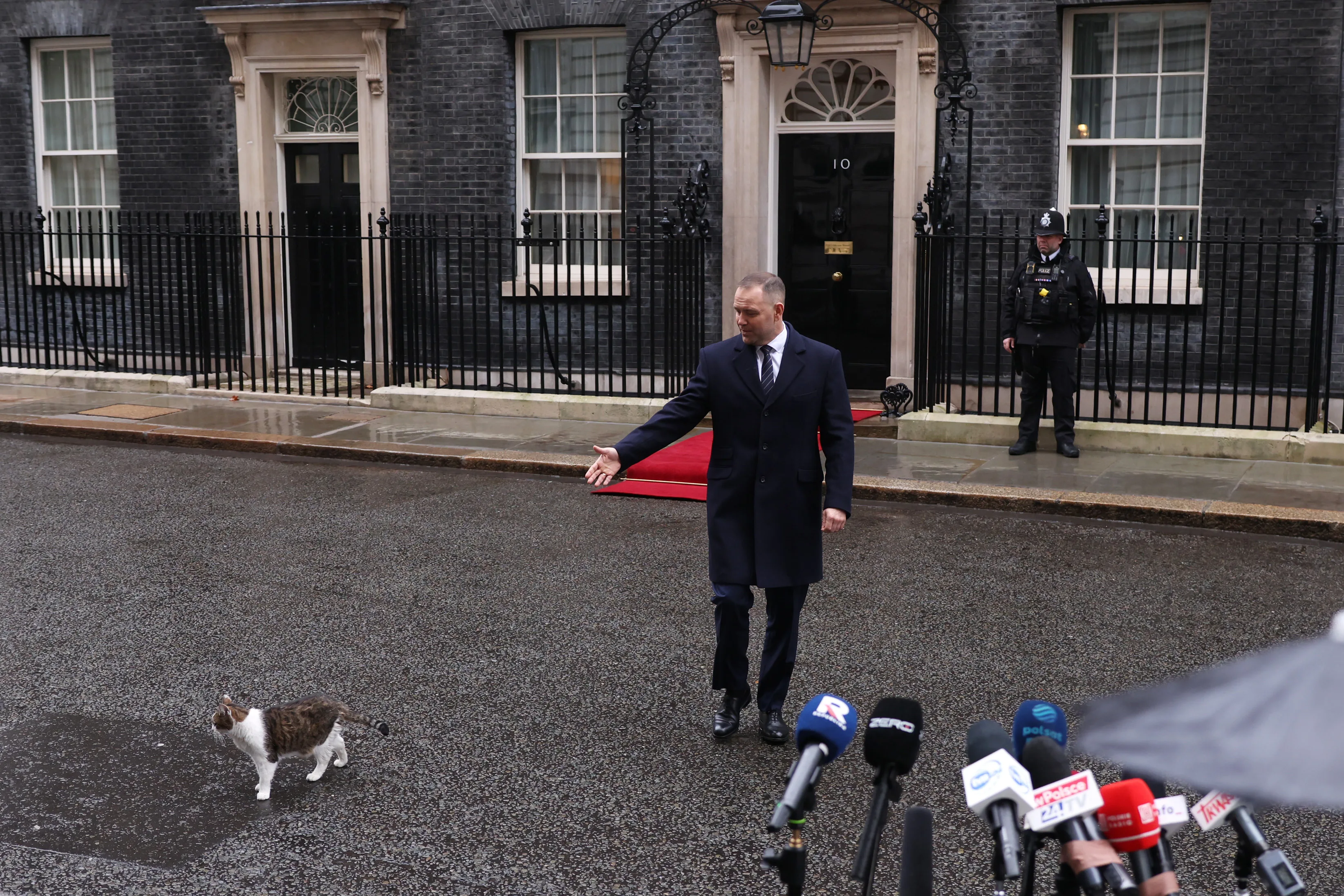 kocúr Larry poľský prezident Karol Nawrocki v Británii