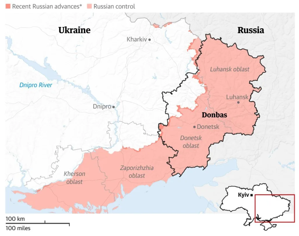 Donbas, mapa