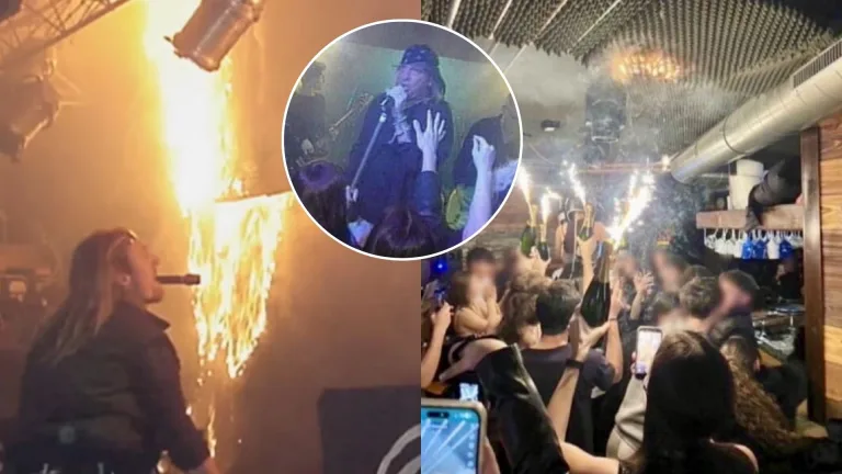 Tragédia v podniku The Station v meste West Warwick v americkom štáte Rhode Island v roku 2003 (vľavo a v strede) a skoro identická katastrofa roku 2026 v bare Le Constellation v lyžiarskom stredisku Crans-Montana vo Švajčiarsku (vpravo).