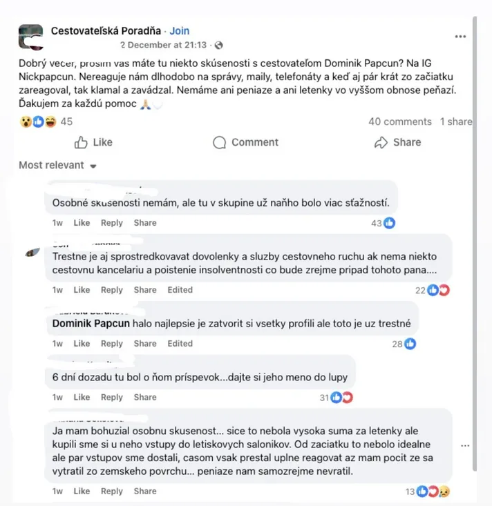 Zdroj: Redakcia Istream , Cestovateľská poradňa Facebook