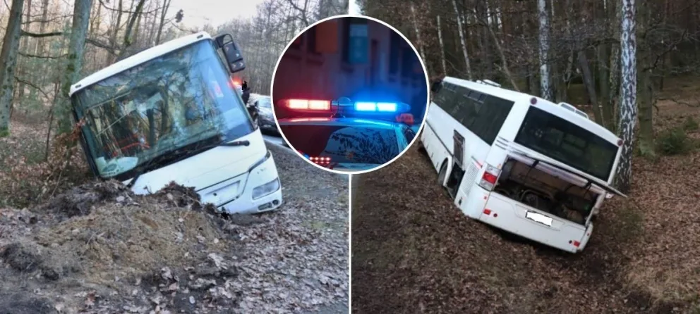 autobus, priekopa, nehoda