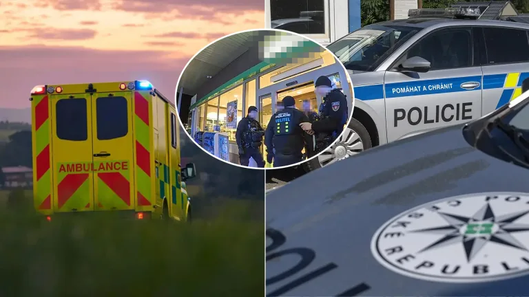 česko zásah polície na pumpe v Českých Budějoviciach.