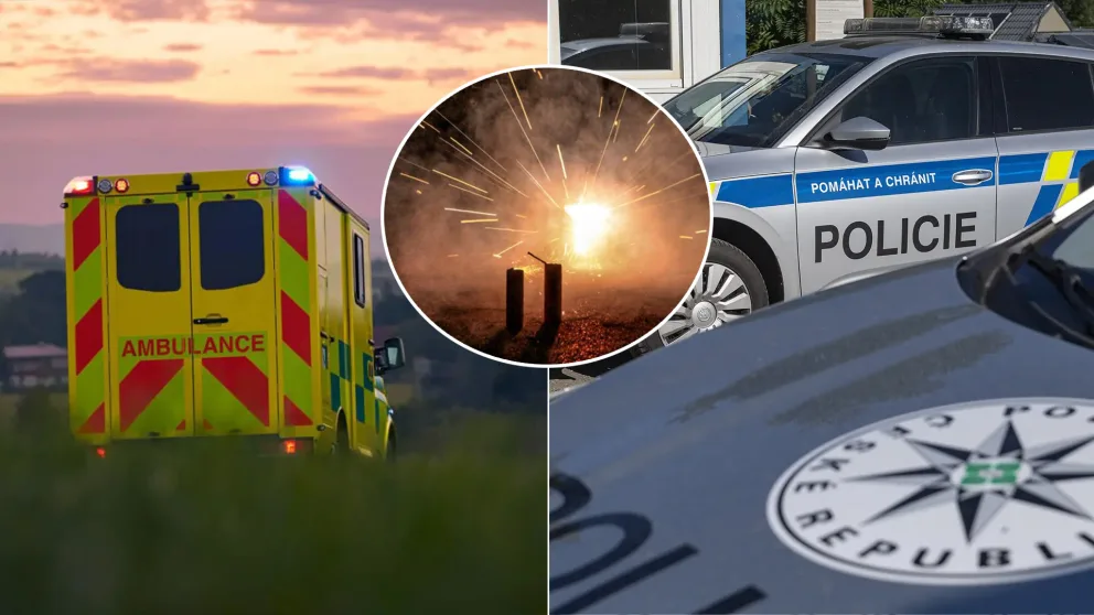 pyrotechnika Česko sanitka polícia