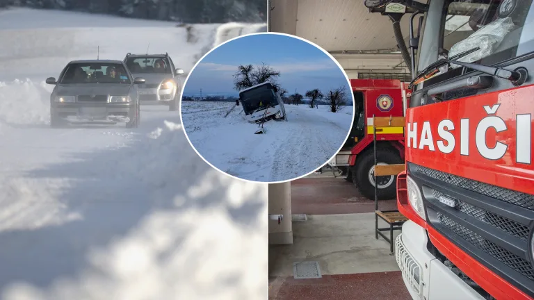 zapadnutý autobus sneh hasiči záveje