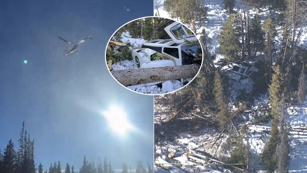 havarovaný vrtuľník neďaleko kempu Wolf Creek