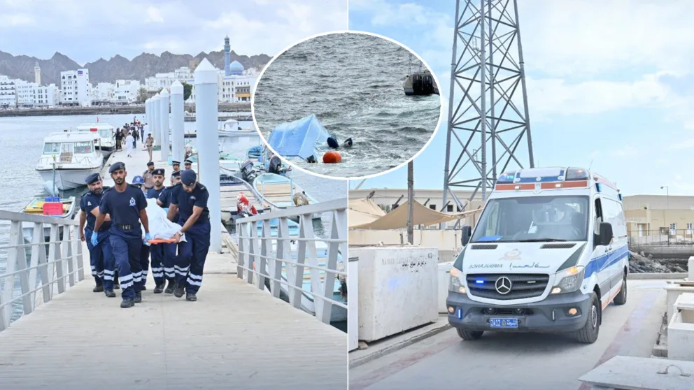 prevrátená loď pri Ománe