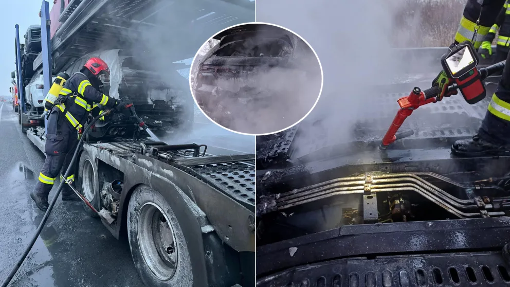 požiar kamióna v Brodskom