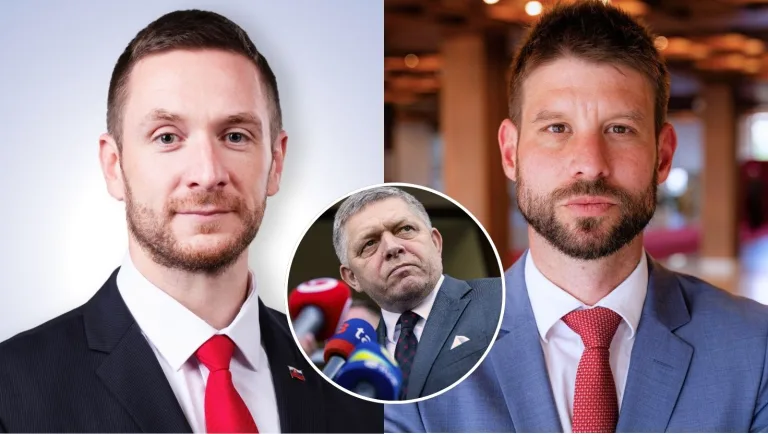 Milan Uhrík, Robert Fico a Michal Šimečka.