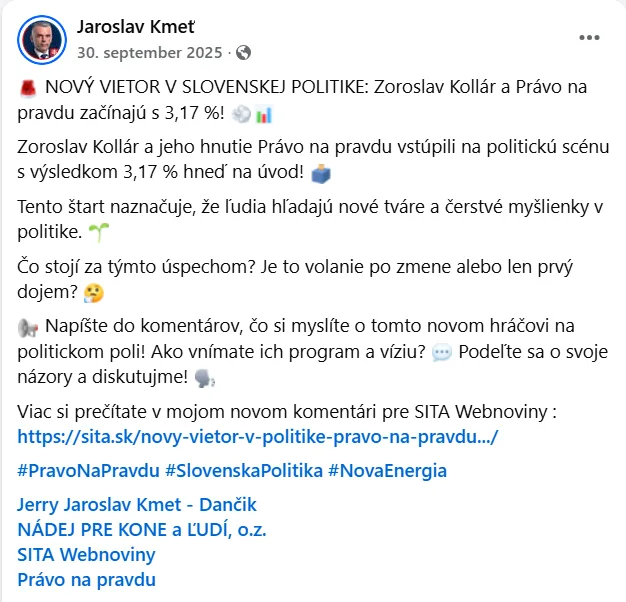 Kmeť, Kollár, príspevok