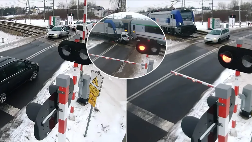 Poľsko náraz vlakov do vozidla