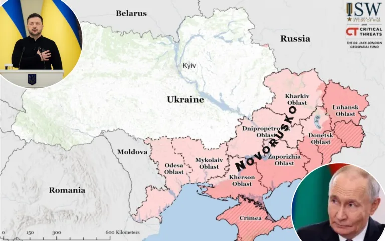 Zelenskij, Putin, Ukrajina, Novorusko