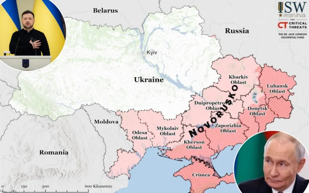 Zelenskij, Putin, Ukrajina, Novorusko