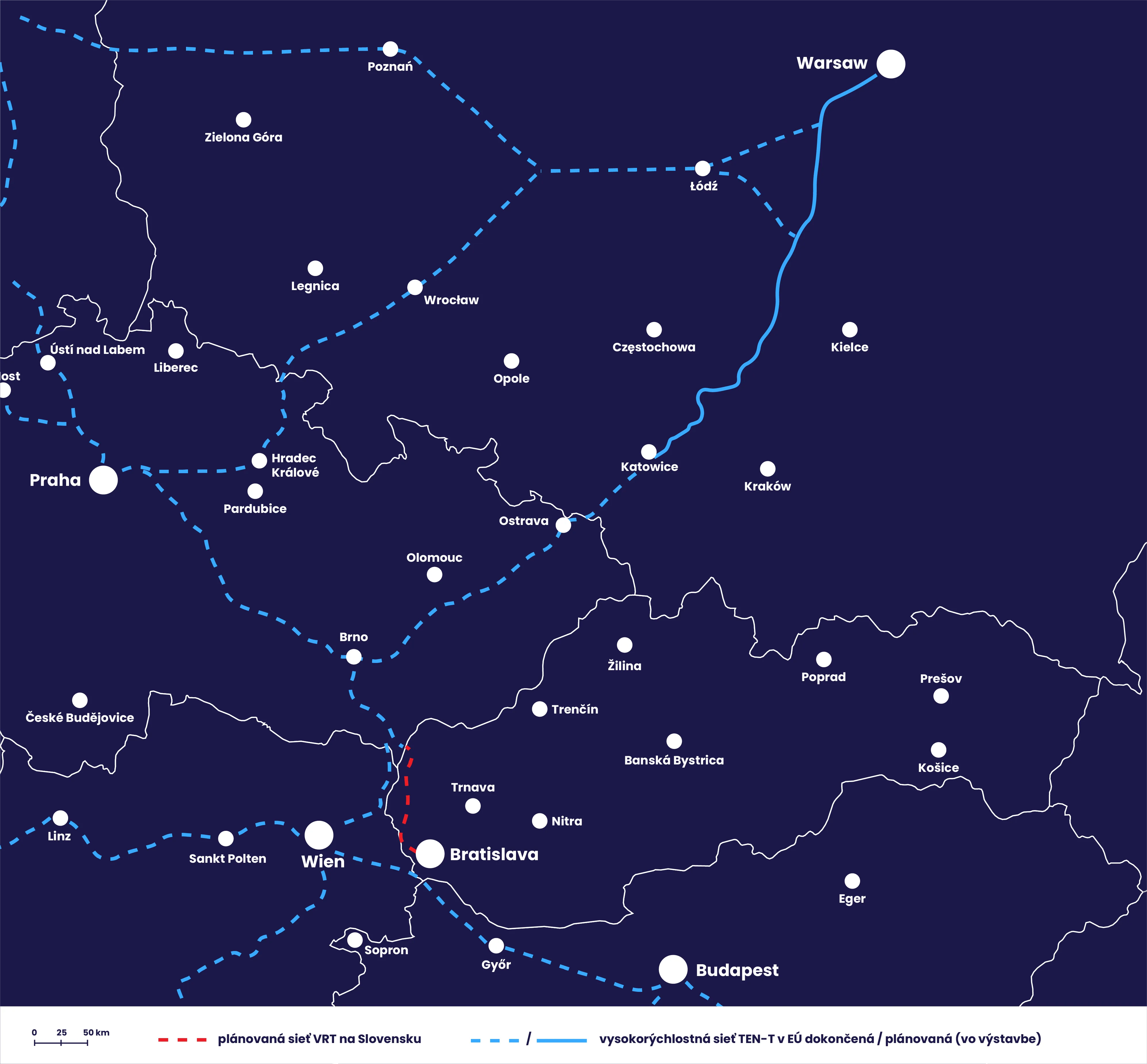 mapa plánovanej vysokorýchlostnej trate podľa ŽSR europsky-pohlad
