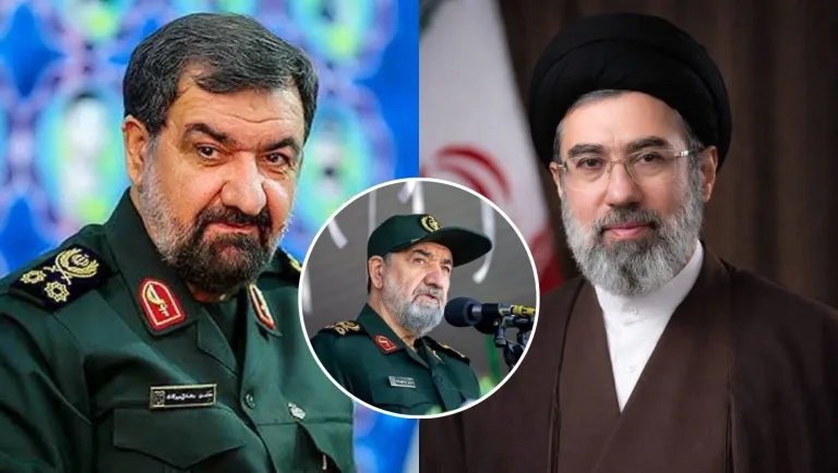 Modžtabá Chameneí (vpravo) si vybral svojho poradcu. Stal sa ním Mohsen Rezáí (vľavo a v strede).