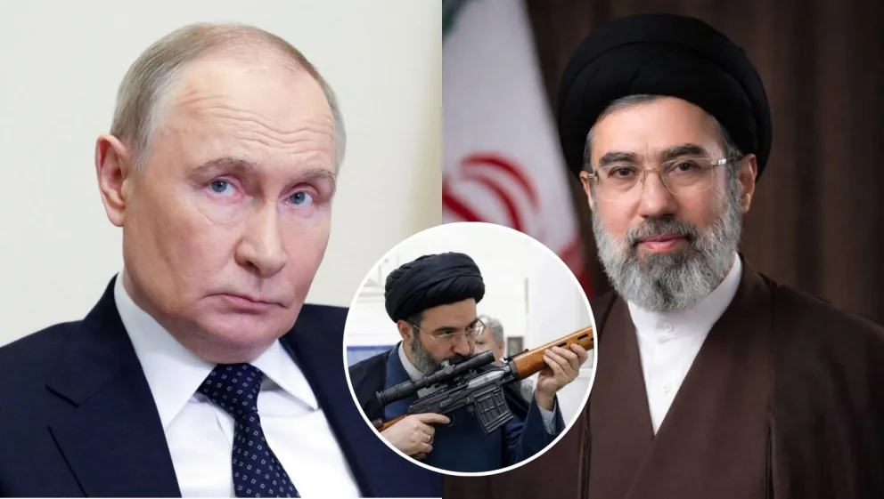 Vladimir Putin (vľavo) a Modžtabá Chameneí (vpravo).