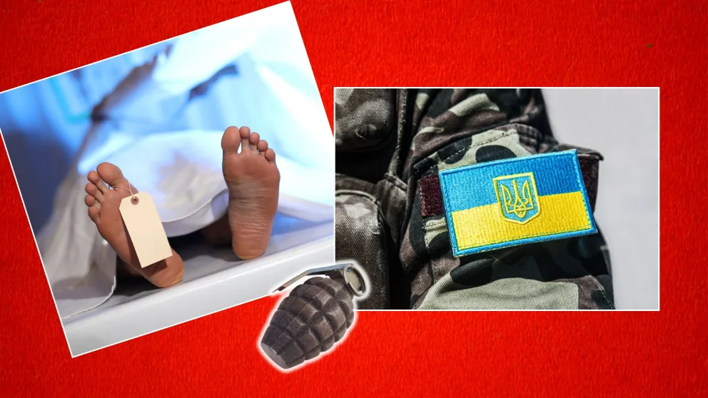 Ukrajina, vojak, telo, granát