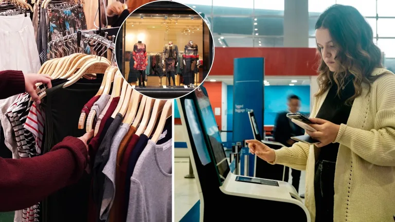 obchody, oblečenie, samoobslužné pokladne