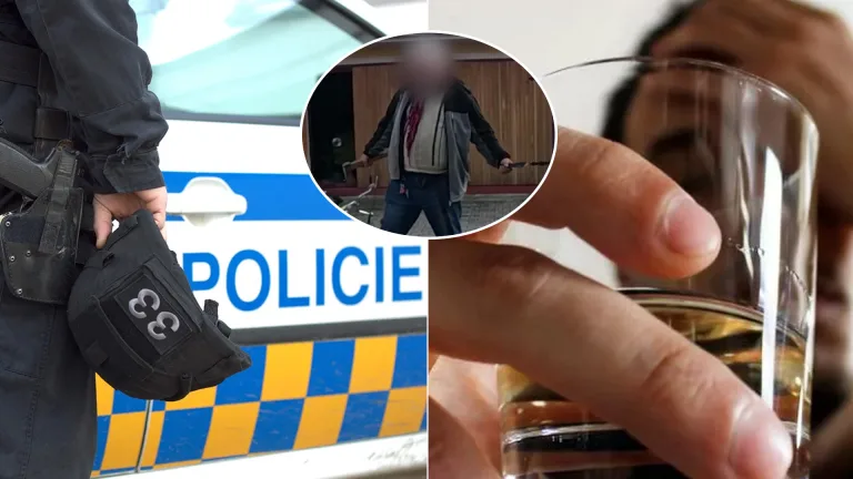 Česko opitý muž so sekerou a dýkou