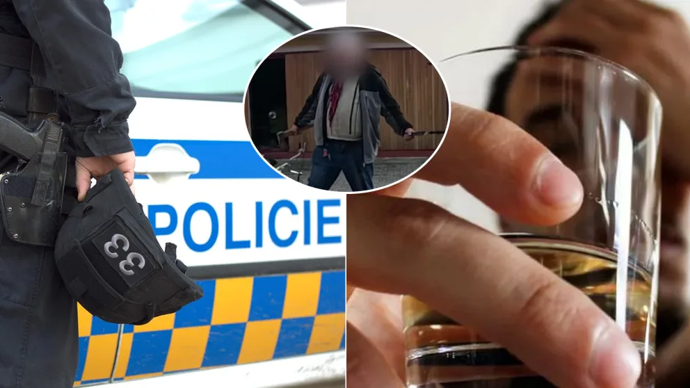 Česko opitý muž so sekerou a dýkou