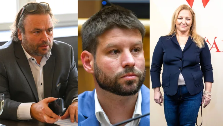 Igor Slanina (vľavo), Michal Šimečka (v strede) a Martina Flašíková (vpravo).