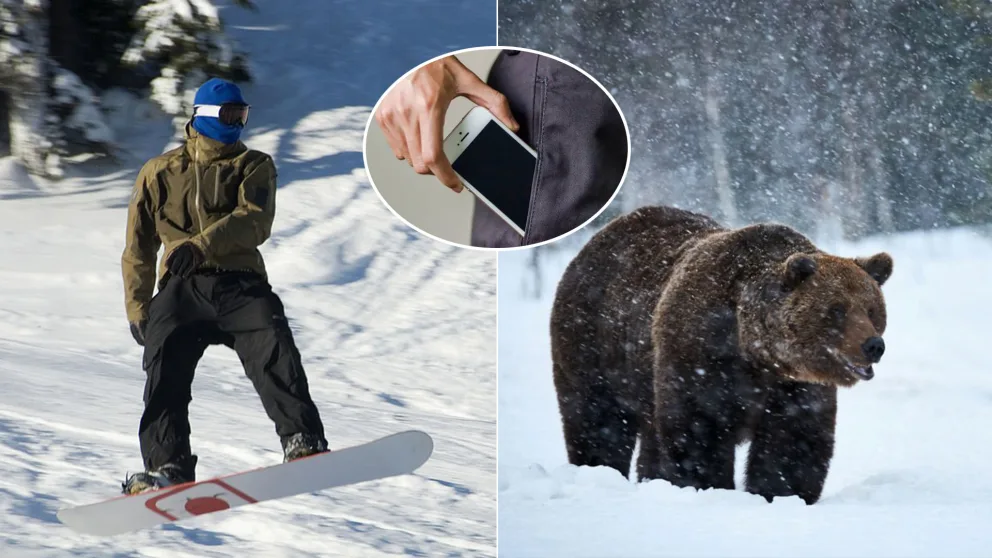 snowboardista medveď mobil